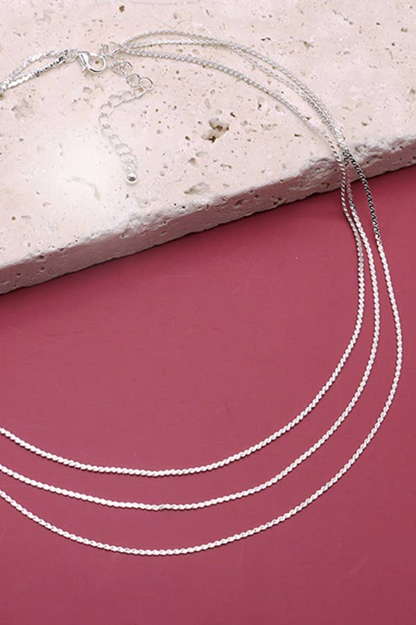 Triple Layer Thin Flat Chain Necklace | 47N19403