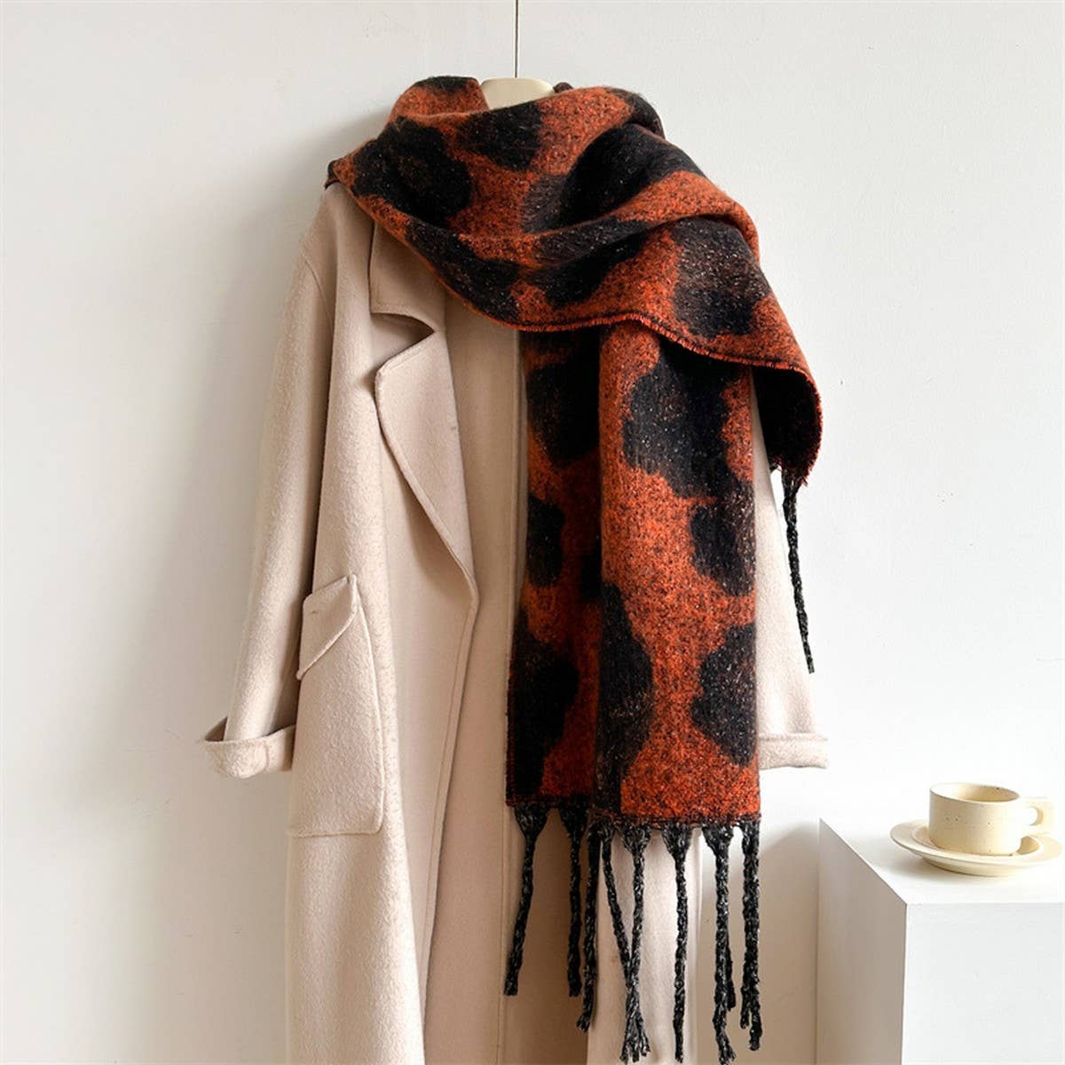Leopard Jacquard All-Match Warm Scarf