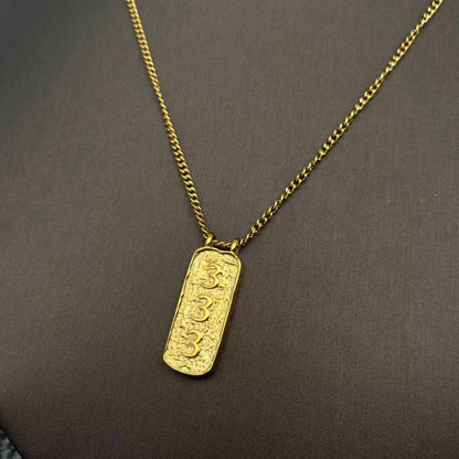 Lucky Numbers Tarot Charm 18K Gold Plated SS Necklace
