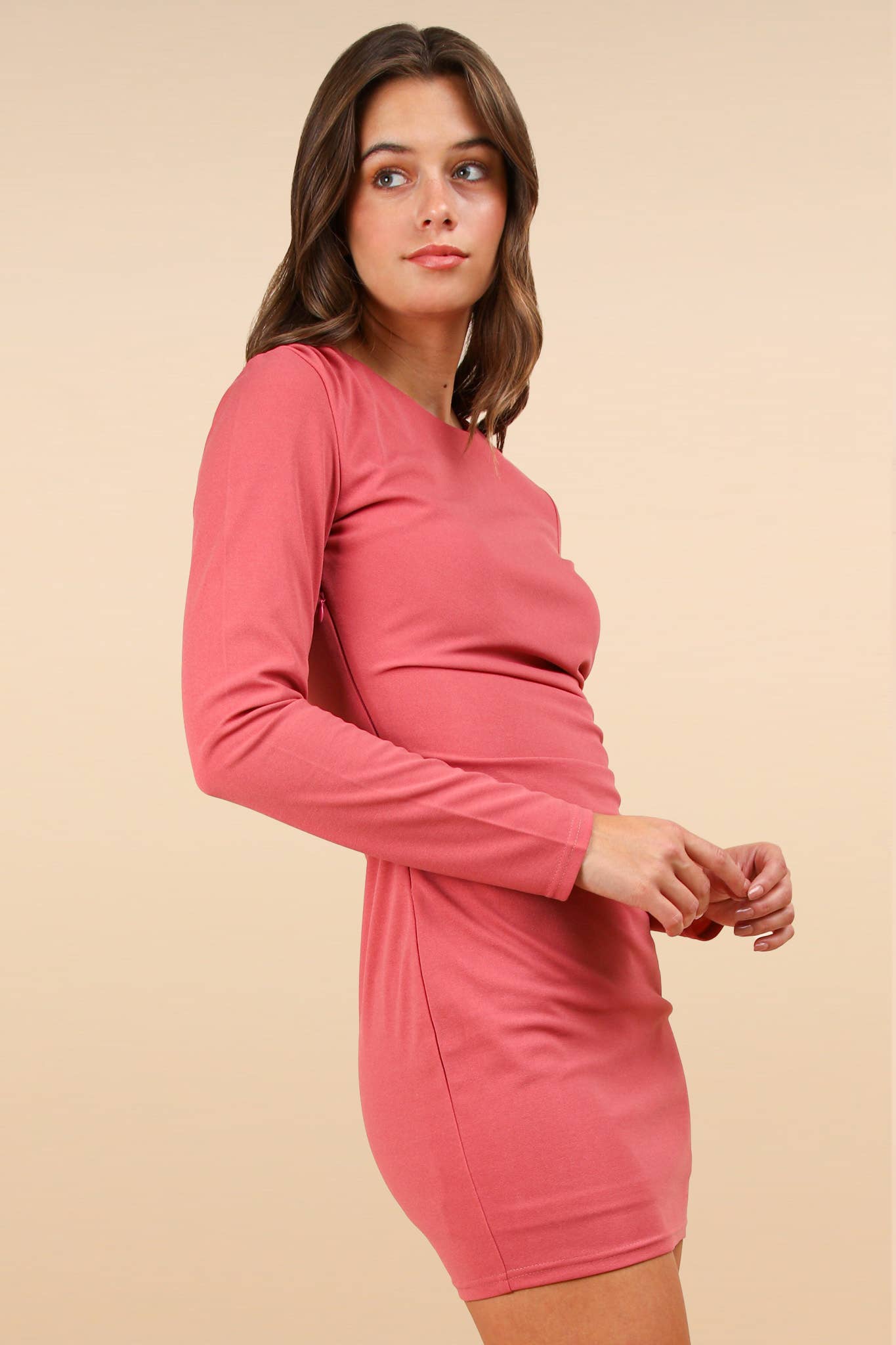 Shirring Detail Fitted Bodycon Holiday Knit Mini Dre