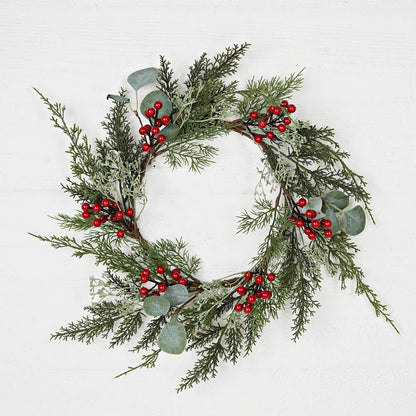 31950-18in(9)Wreath-Mix cedar w. berries, silver dollars