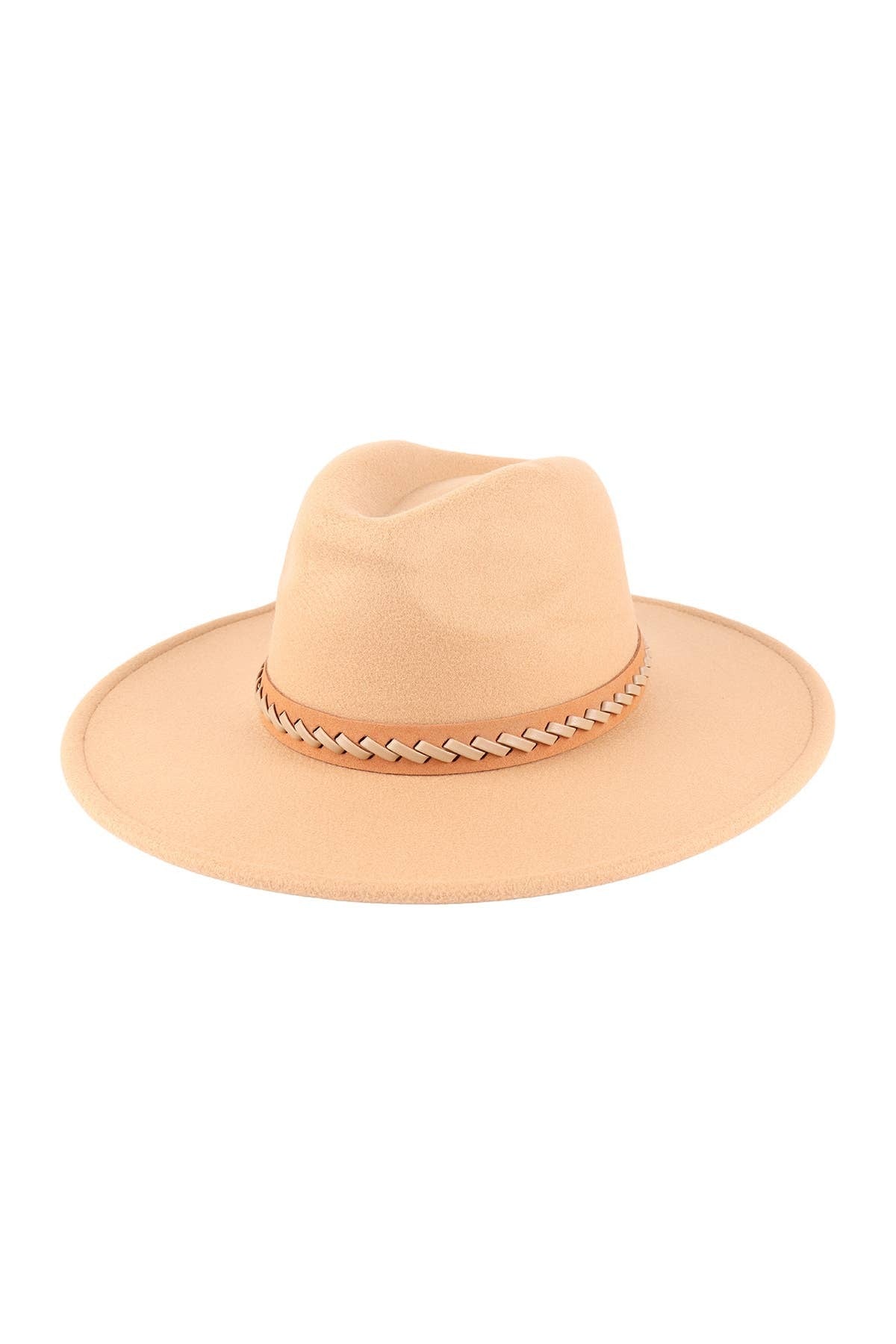 Felt Brim Hat With Leather Braided