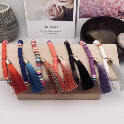 New Women Tassels Rainbow Beach Bracelets: White