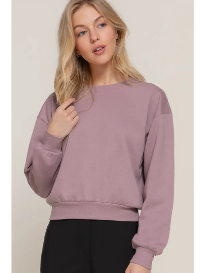 Long Sleeve Round Neck Crop Sweatshirt