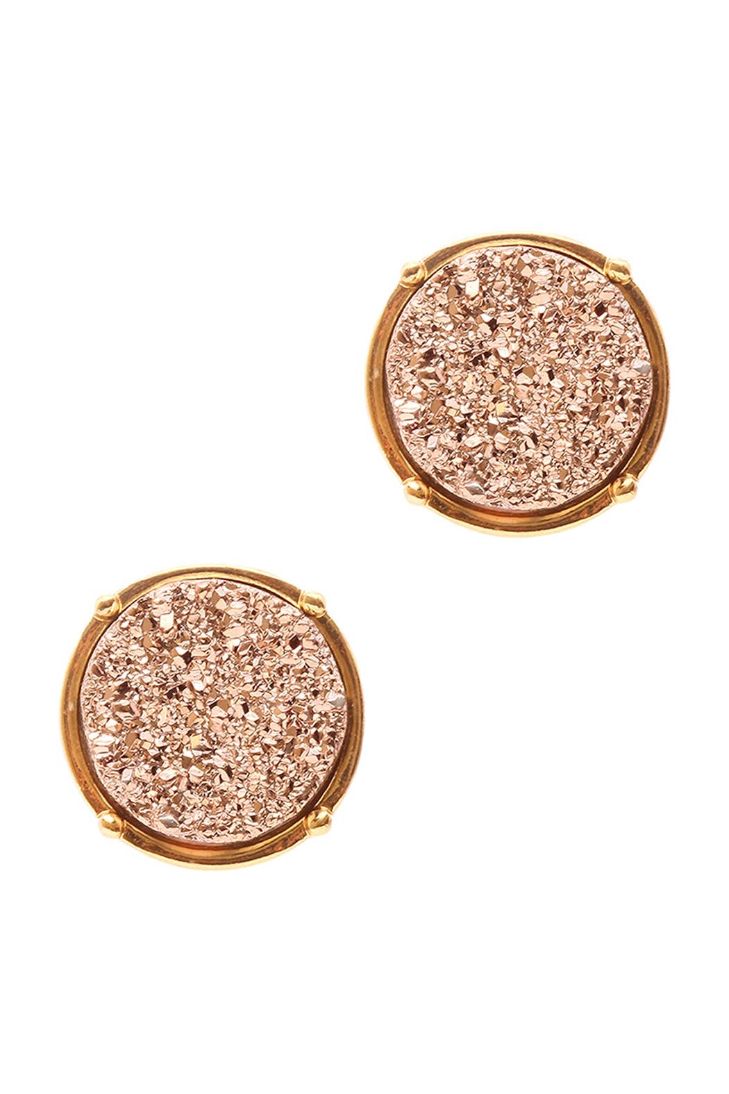 Glittered Druzy Round Post Earrings