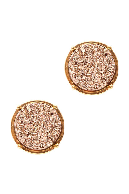 Glittered Druzy Round Post Earrings