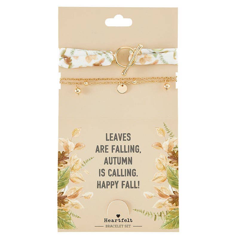Fabric &gold Chain Bracelet Set-Harvest