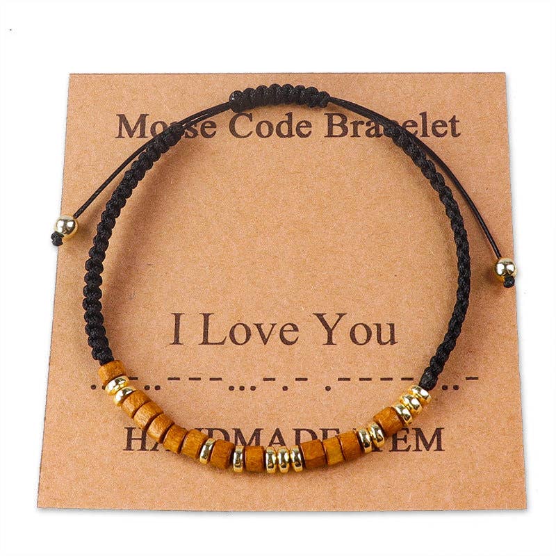 Handmade Wooden Beaded Morse Code Bracelets
