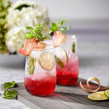 Flute Shaped Mason Jars 16 oz with Airtight Lids and Bands