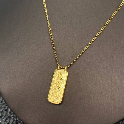 Lucky Numbers Tarot Charm 18K Gold Plated SS Necklace