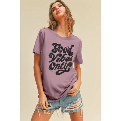 Good Vibes Only Graphic Tee: M, FRENCH NAVY