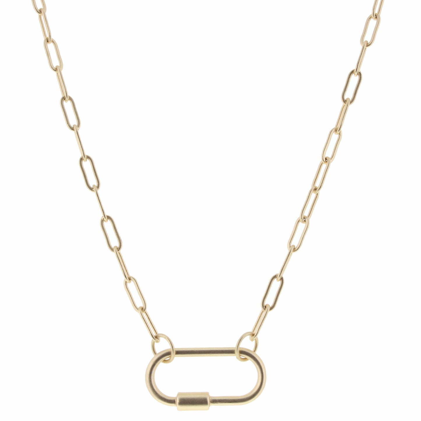 16" Matte Gold Carabiner Necklace, 3" Ext.