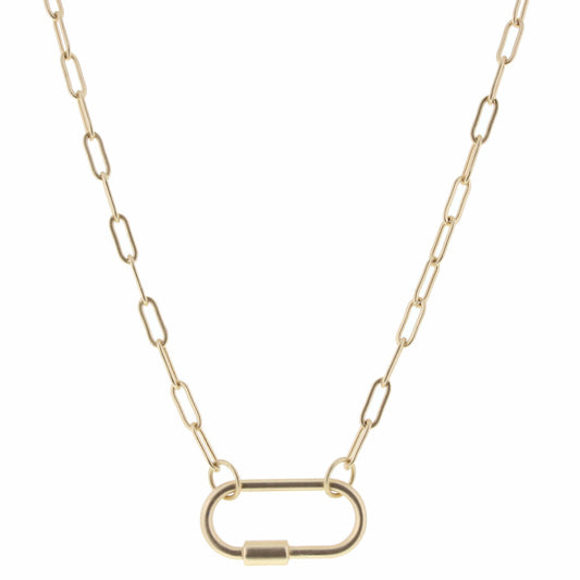 16" Matte Gold Carabiner Necklace, 3" Ext.