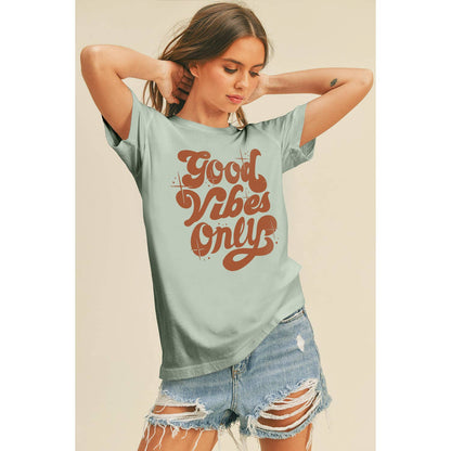 Good Vibes Only Graphic Tee: M, FRENCH NAVY