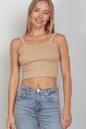 Cable Ribbed Fitted Crop Knit Tank Top
