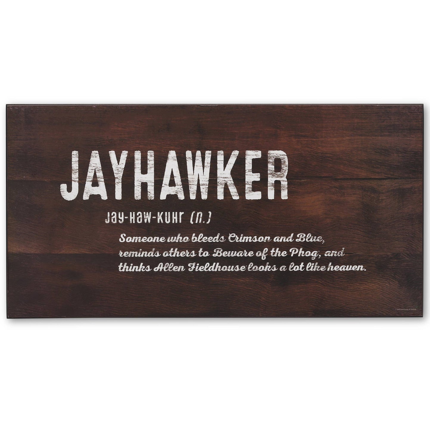 University of Kansas Jayhawker Definition Rustic Wood Sign
