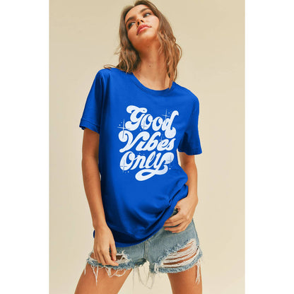 Good Vibes Only Graphic Tee: M, FRENCH NAVY