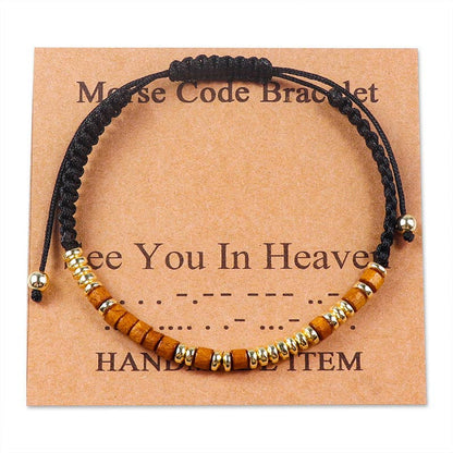 Handmade Wooden Beaded Morse Code Bracelets