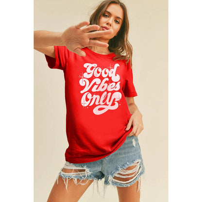Good Vibes Only Graphic Tee: M, FRENCH NAVY