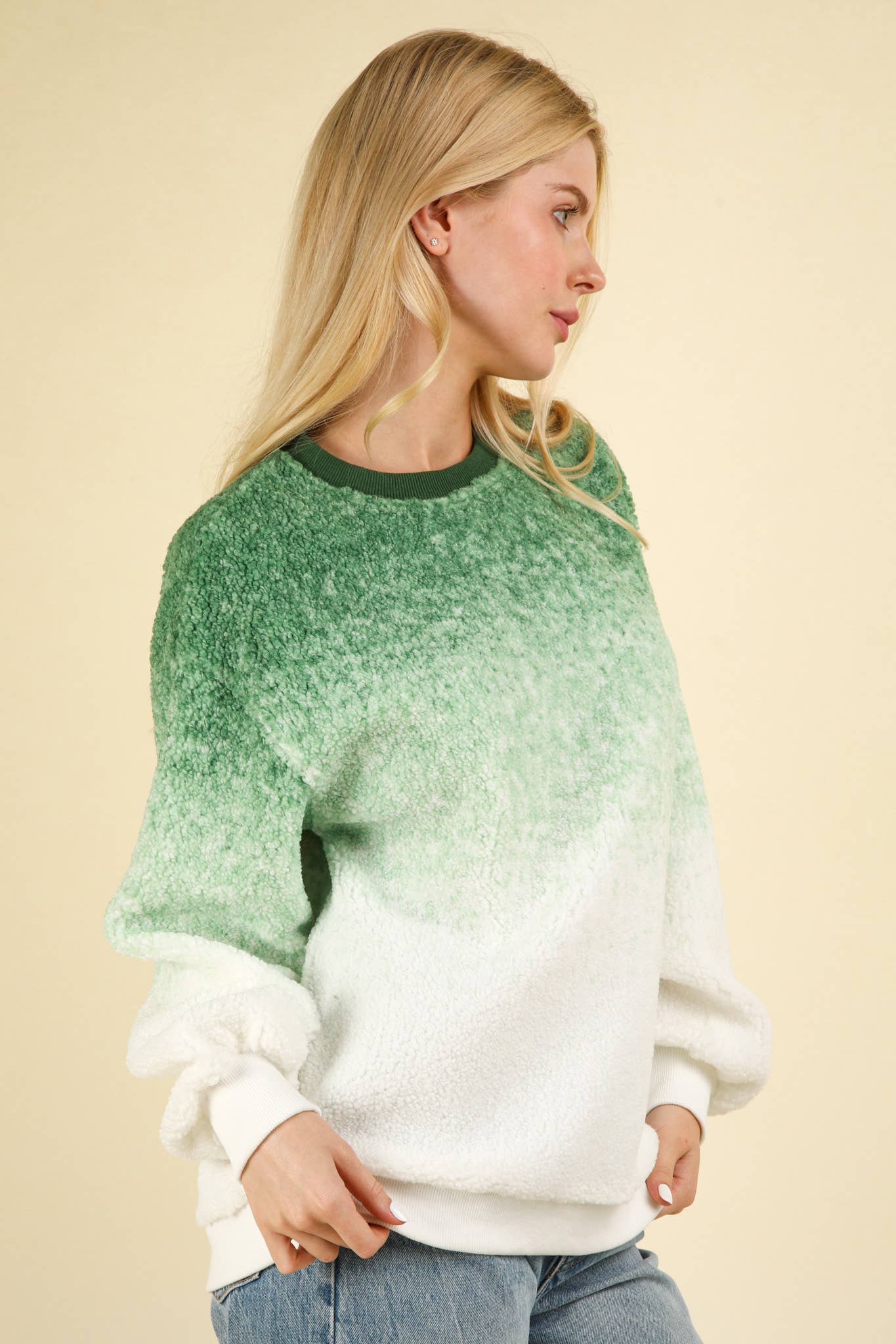 Soft Fleece Warm Cozy Ombre Oversized Knit Top