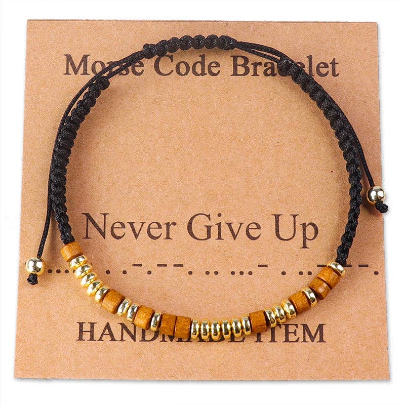 Handmade Wooden Beaded Morse Code Bracelets