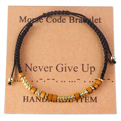 Handmade Wooden Beaded Morse Code Bracelets