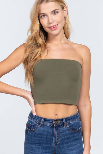 Fitted Crop Tube Cotton Spandex Top