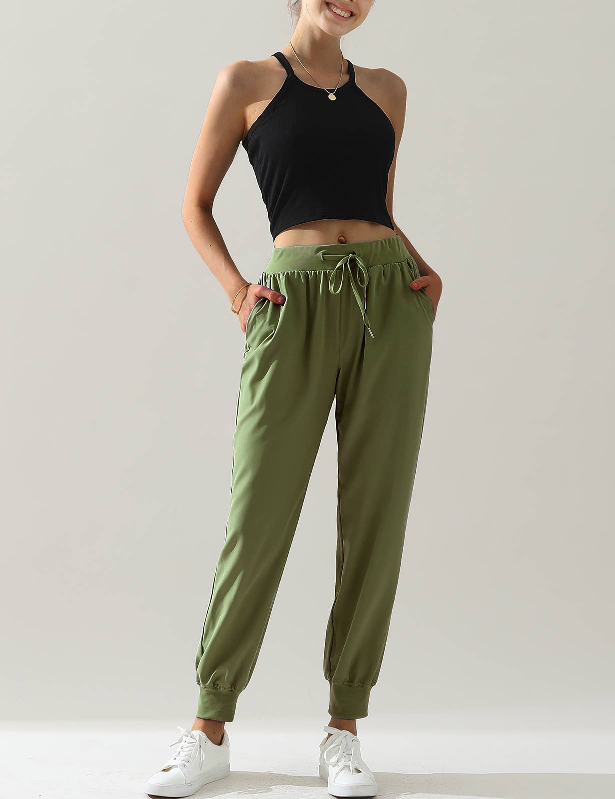 Elastic Band Waist With Side Pocket Pants
