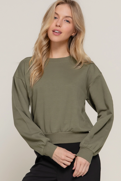 Long Sleeve Round Neck Crop Sweatshirt