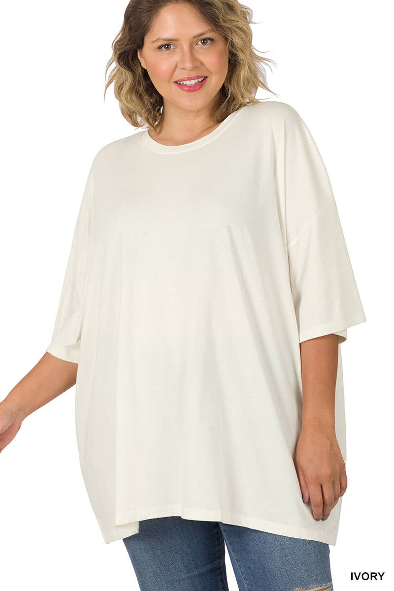 PLUS SIZE Cotton Drop Shoulder Boyfriend Box Tee