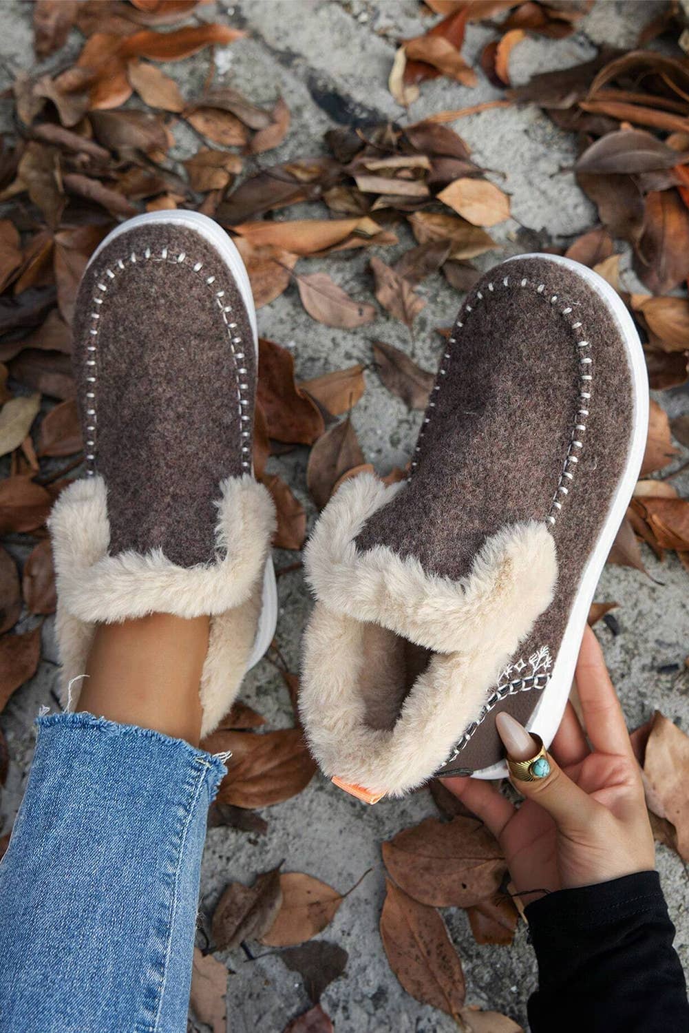 Suede Stitching Patchwork Plush Lined Anklet Boots