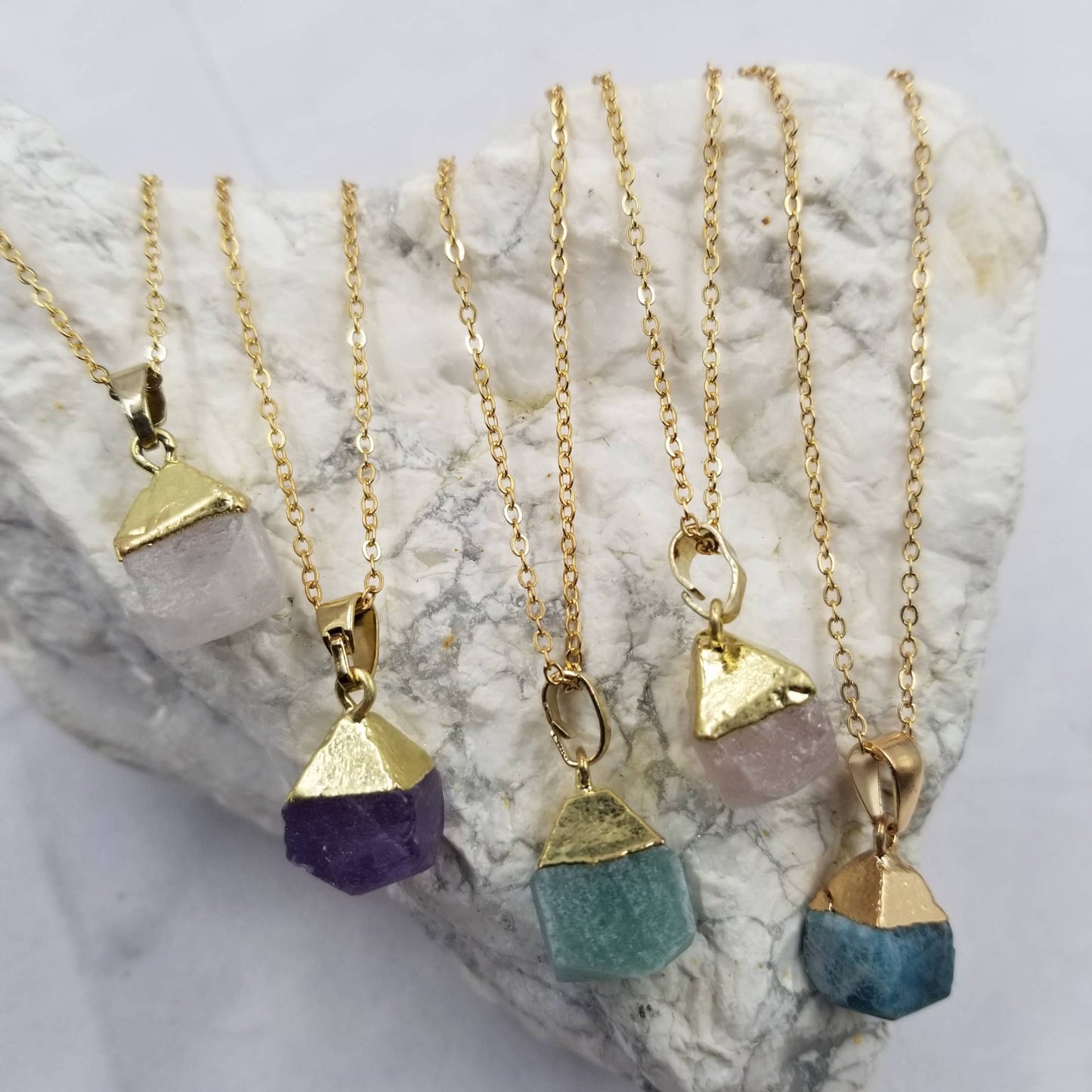 Cut Crystal Gemstone Necklaces