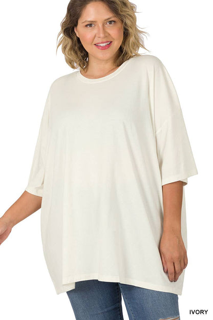 PLUS SIZE Cotton Drop Shoulder Boyfriend Box Tee