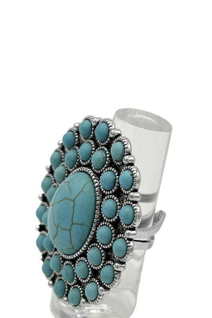 Oval Floral Gem Ring