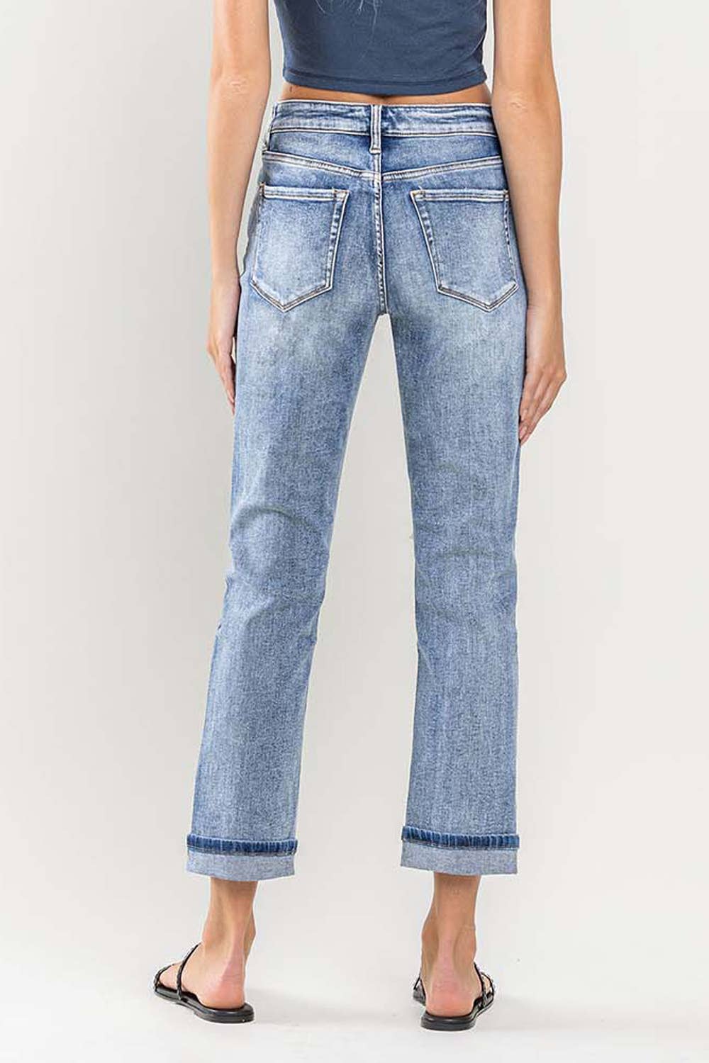HIGH RISE PAINT SPLATTER CUFFED BOYFRIEND JEANS V2787
