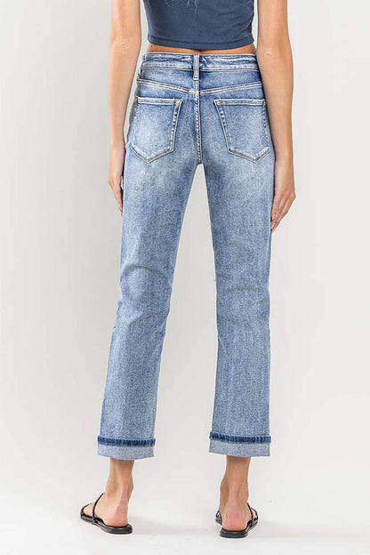 HIGH RISE PAINT SPLATTER CUFFED BOYFRIEND JEANS V2787