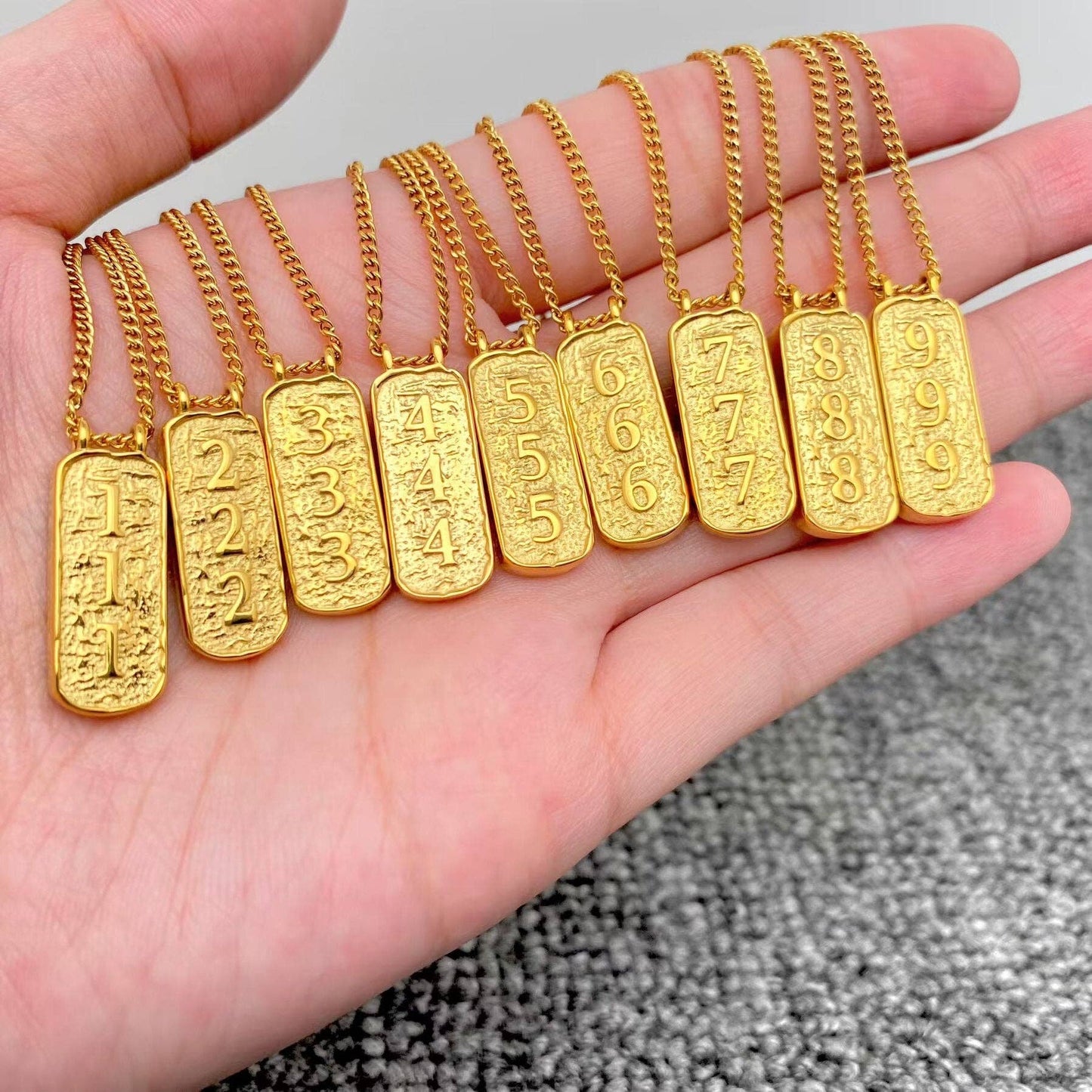 Lucky Numbers Tarot Charm 18K Gold Plated SS Necklace