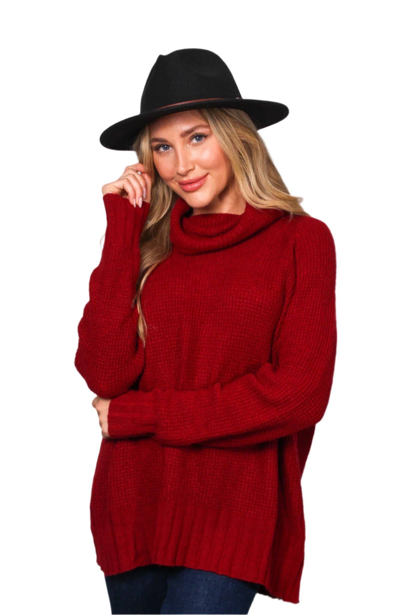 Women's High Neck Long Sleeves Knit Sweater