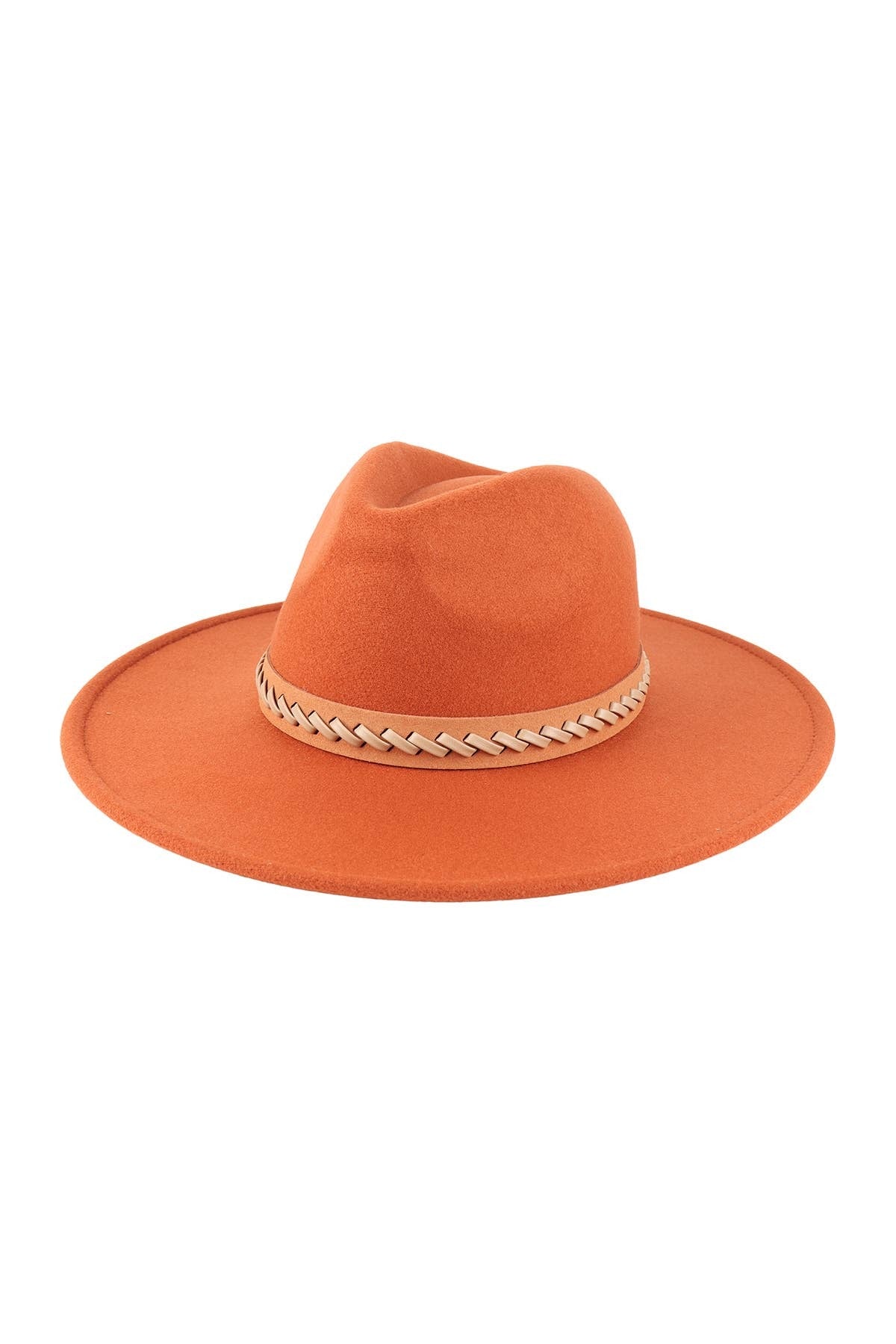 Felt Brim Hat With Leather Braided