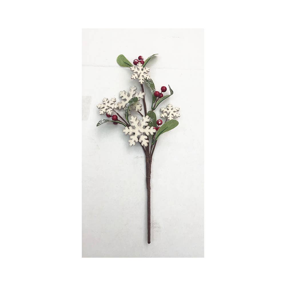 Snowflakes & Red Berry Pick - 13 in