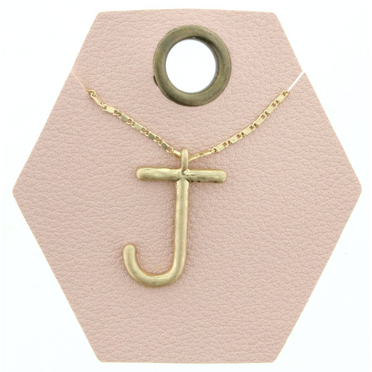 16" Gold Chain Necklace, Initial "J", 3" Ext.