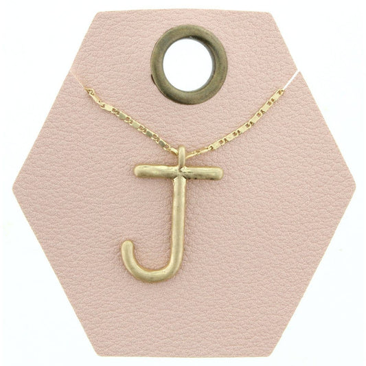 16" Gold Chain Necklace, Initial "J", 3" Ext.