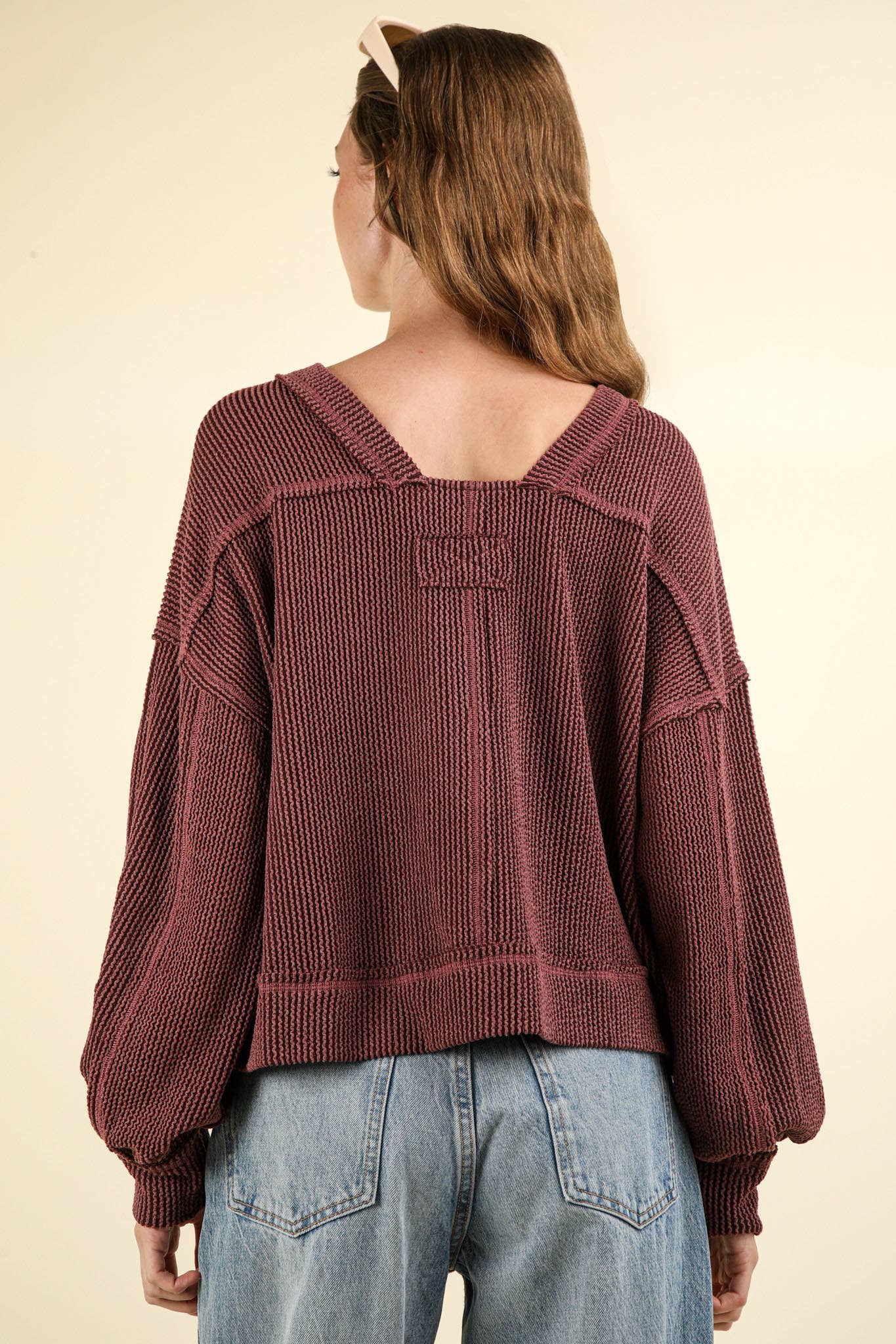 Two Tone Otto Ribbed Oversized Soft Top