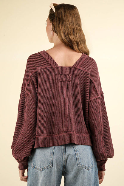Two Tone Otto Ribbed Oversized Soft Top
