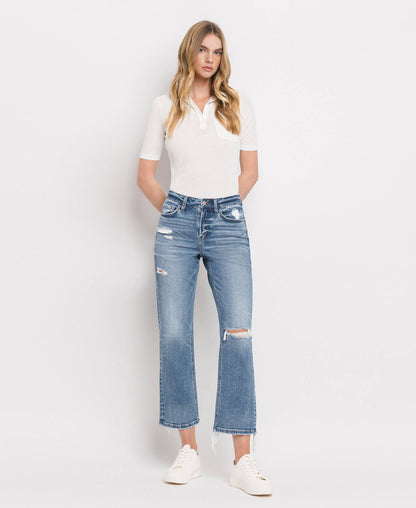 HIGH RISE PAINT SPLATTER CUFFED BOYFRIEND JEANS V2787