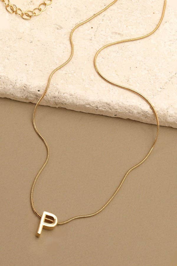 Snake Chain Initial Necklace E