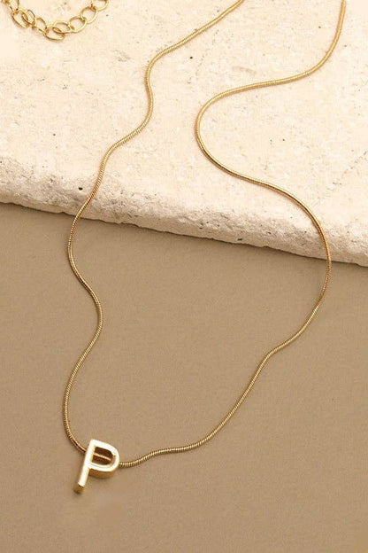 Snake Chain Initial Necklace E
