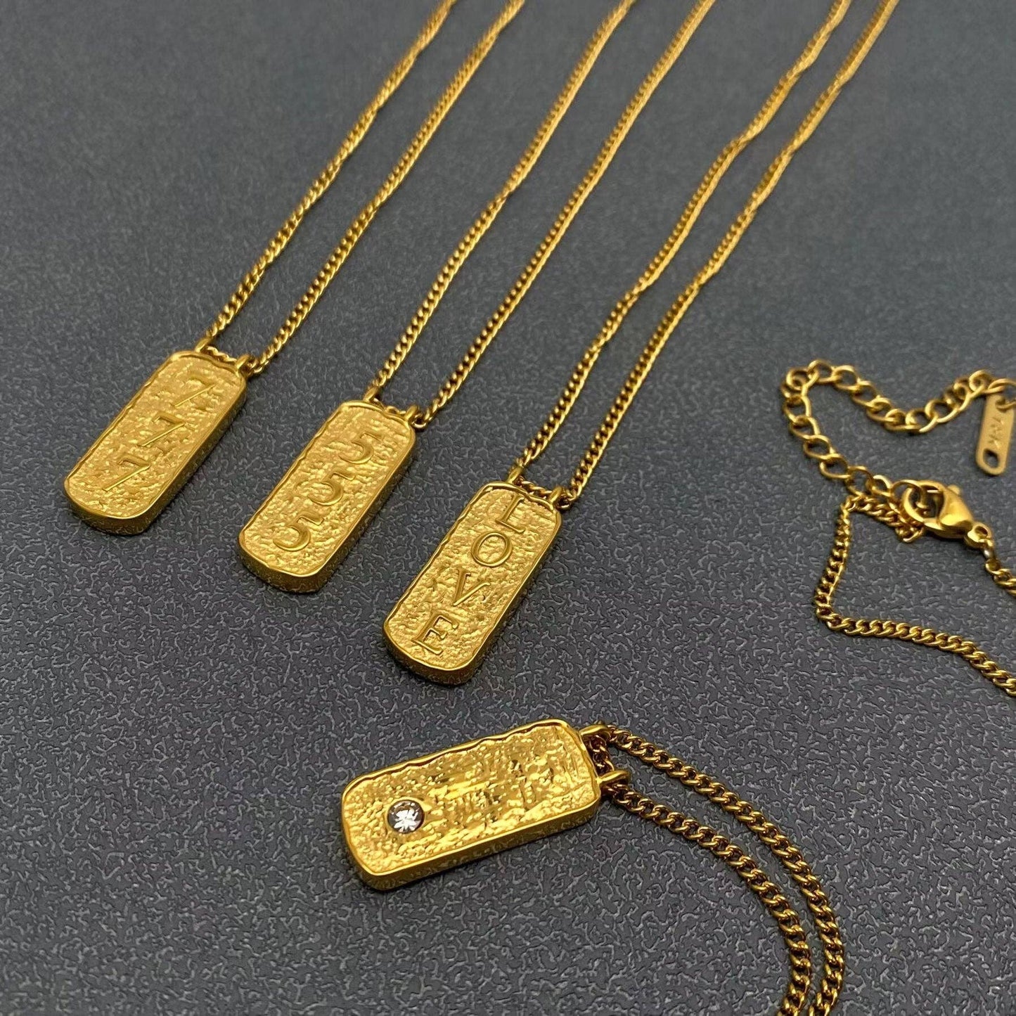Lucky Numbers Tarot Charm 18K Gold Plated SS Necklace