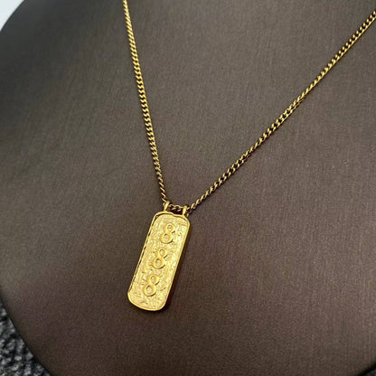 Lucky Numbers Tarot Charm 18K Gold Plated SS Necklace