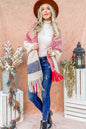 Beige Plaid Shawl with Fringe